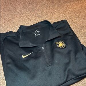 Nike Black Quarter-Zip Pullover with Gold Swoosh and Patch